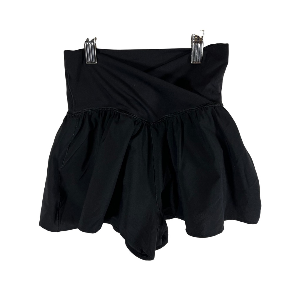 Aerie Black Crossover Waist Ruffle Skort Athletic Shorts Womens XXS